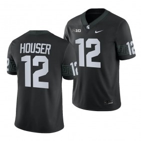 Katin Houser Michigan State Spartans Alternate Football Black Men Game 12 Jersey 2023