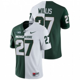 Michigan State Spartans Khari Willis #27 College Football Jersey White Green Split Edition