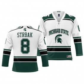 Michigan State Spartans Maxim Strbak Ice Hockey White #8 NIL Jersey