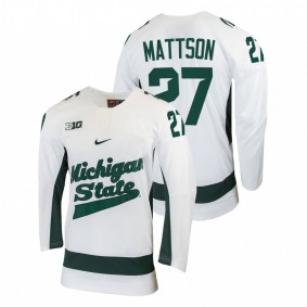 Mitchell Mattson Michigan State Spartans College Hockey White Jersey #27