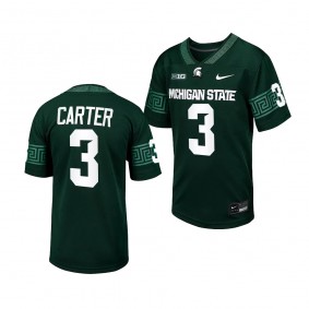 Michigan State Spartans Nathan Carter College Football 2023 Game Jersey Youth Green