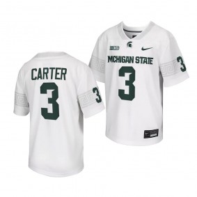 Nathan Carter Michigan State Spartans White 2023 College Football Game Youth Jersey