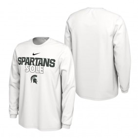 Michigan State Spartans On Court Long Sleeve T-Shirt White