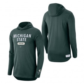 Michigan State Spartans Nike Team Stack Tri-Blend Performance Long Sleeve Hoodie T-Shirt Green