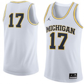 Male Michigan Wolverines #17 White Basketball Jersey