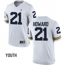 Youth Michigan Wolverines #21 desmond Howard White Football Jersey