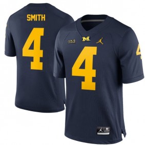 Male Michigan Wolverines #4 De'Veon Smith Navy Football Jersey