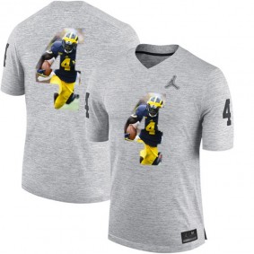 Michigan Wolverines #4 Jim Harbaugh Gray Printing Player Portrait NCAA Football Premier Jersey