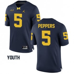 Youth Michigan Wolverines #5 Jabrill Peppers Navy Football Alumni Game Jersey