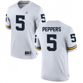 Male Michigan Wolverines #5 Jabrill Peppers White Football Alumni Game Jersey