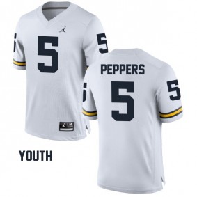 Youth Michigan Wolverines #5 Jabrill Peppers White Football Alumni Game Jersey