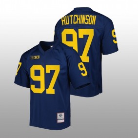 Michigan Wolverines Aidan Hutchinson #97 Mitchell Ness Jersey Navy Authentic Football