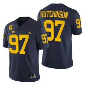 Aidan Hutchinson Michigan Wolverines 97 Navy TM 42 Patch Honor Tate Myre Jersey Men