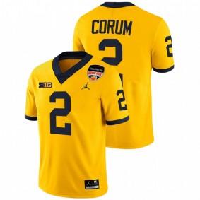 Michigan Wolverines Blake Corum #2 Playoffs Limited Jersey Maize 2021 Orange Bowl