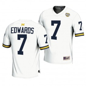 Michigan Wolverines CFBPlayoff 2023 National Champions Donovan Edwards #7 White Men's Lightweight Fashion Jersey