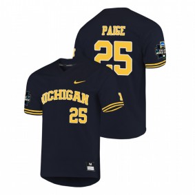 Men's Michigan Wolverines #25 Isaiah Paige 2019 NCAA Baseball College World Series Jersey - Navy