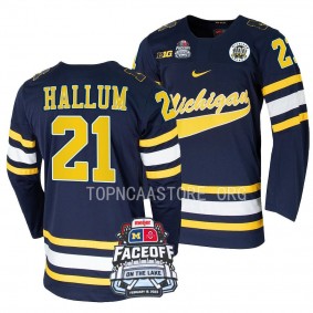 Jackson Hallum Michigan Wolverines Navy Faceoff On The Lake Hockey Jersey 2023