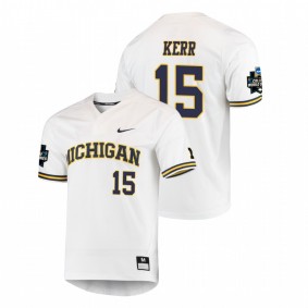 Men's Michigan Wolverines #15 Jimmy Kerr 2019 NCAA Baseball College World Series Jersey - White