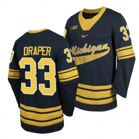 Michigan Wolverines Kienan Draper College Hockey Navy #33 Jersey 2023-24