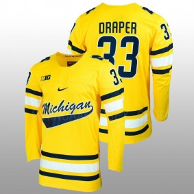 Kienan Draper Michigan Wolverines College Hockey Maize Replica Jersey #33