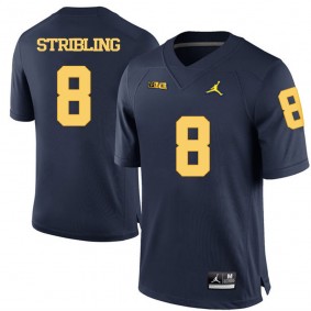 Michigan Wolverines #8 Navy Blue Football Channing Stribling Jersey