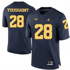 Michigan Wolverines #28 Navy Blue Football Fitzgerald Toussaint Jersey