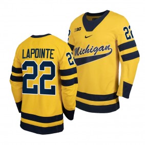 Michigan Wolverines Philippe Lapointe Classic Hockey Maize #22 Replica Jersey 2023-24