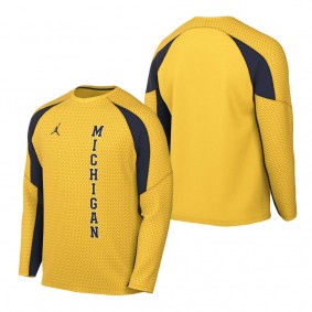 Michigan Wolverines Jordan Brand Basketball Shooting Raglan Long Sleeve T-Shirt Maize