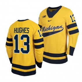 Michigan Wolverines T.J. Hughes Classic Hockey Maize #13 Replica Jersey 2023-24