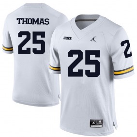 Michigan Wolverines #25 White Football Dymonte Thomas Jersey