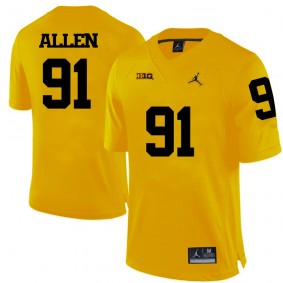 Michigan Wolverines #91 Yellow Football Kenny Allen Jersey