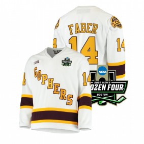 Brock Faber Minnesota Golden Gophers 2022 Frozen Four White Hockey Jersey #14