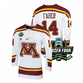 Brock Faber Minnesota Golden Gophers 2022 Frozen Four White Home Jersey #14