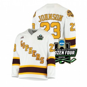 Ryan Johnson Minnesota Golden Gophers 2022 Frozen Four White Hockey Jersey #23