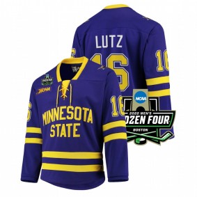 Reggie Lutz Minnesota State Mavericks 2022 Frozen Four Purple Hockey Jersey #16