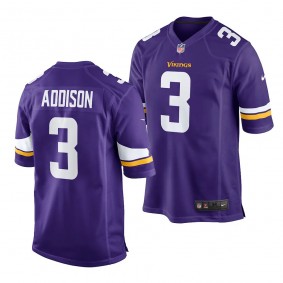 Jordan Addison Minnesota Vikings 2023 NFL Draft #3 Jersey Men's Purple Game Uniform