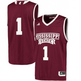 Male Mississippi State Bulldogs #1 Maroon Basketball Jersey