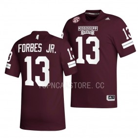 2022 Egg Bowl Champs Emmanuel Forbes Mississippi State Bulldogs #13 Maroon Premier Football Jersey Men's