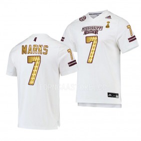 Mississippi State Bulldogs 2022 Egg Bowl Champions Jo'quavious Marks #7 White Men's Gold Jersey