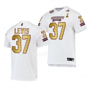 Mississippi State Bulldogs 2022 Egg Bowl Champions John Lewis #37 White Men's Gold Jersey