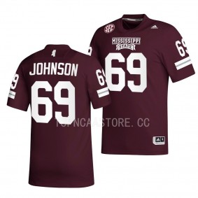 2022 Egg Bowl Champs Kwatrivous Johnson Mississippi State Bulldogs #69 Maroon Premier Football Jersey Men's