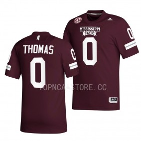 2022 Egg Bowl Champs Rara Thomas Mississippi State Bulldogs #0 Maroon Premier Football Jersey Men's