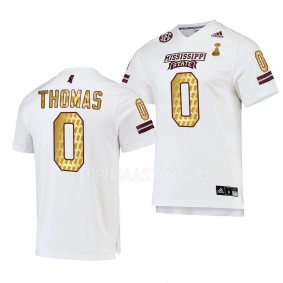 Mississippi State Bulldogs 2022 Egg Bowl Champions Rara Thomas #0 White Men's Gold Jersey