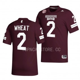 2022 Egg Bowl Champs Tyrus Wheat Mississippi State Bulldogs #2 Maroon Premier Football Jersey Men's