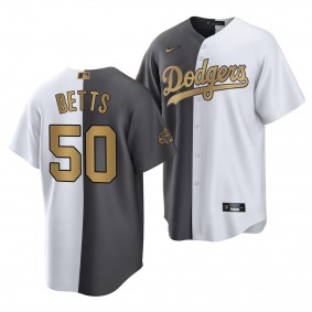 2022 MLB All-Star Game Mookie Betts Los Angeles Dodgers #50 White Charcoal Split Jersey Men's