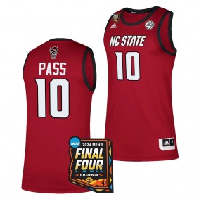 NC State Wolfpack #10 Breon Pass 2024 NCAA March Madness Final Four Red Mens Basketball Jersey