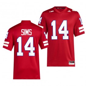 Nebraska Cornhuskers Memorial Stadium 100th Anniversary Jeff Sims #14 Scarlet Men's Premier Football Jersey