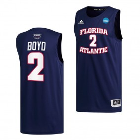 Nicholas Boyd Navy 2023 NCAA March Madness Fau Owls Mens Basketball Jersey