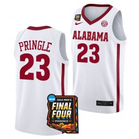 Alabama Crimson Tide Nick Pringle White #23 2024 NCAA March Madness Final Four Jersey Mens Basketball Men