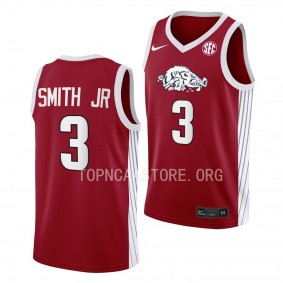 Arkansas Razorbacks Nick Smith Road College Basketball uniform Red #3 Jersey 2023-24